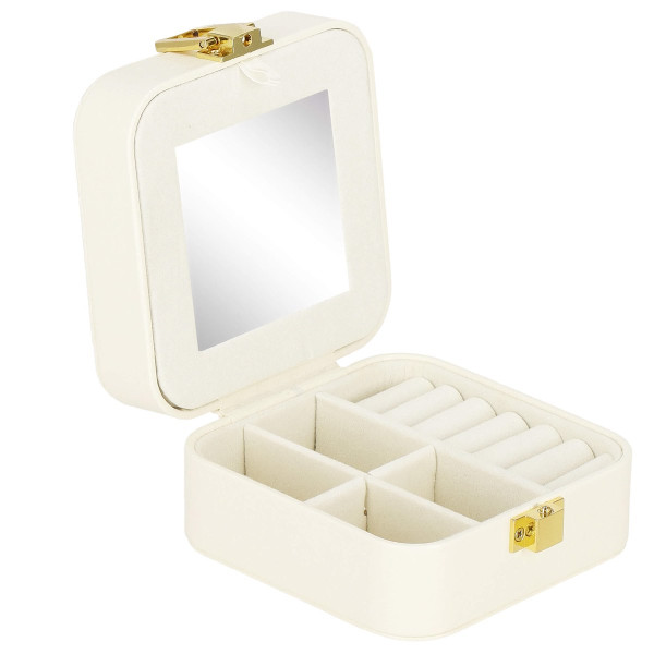 Szkatułka na biżuterię 10x10x5 cm organizer z przegródkami 380669