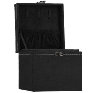 Szkatułka na biżuterię 12x12x12 cm czarny welurowy organizer 415086 Szkatułka na biżuterię 12x12x12 cm czarny welurowy organizer 415086