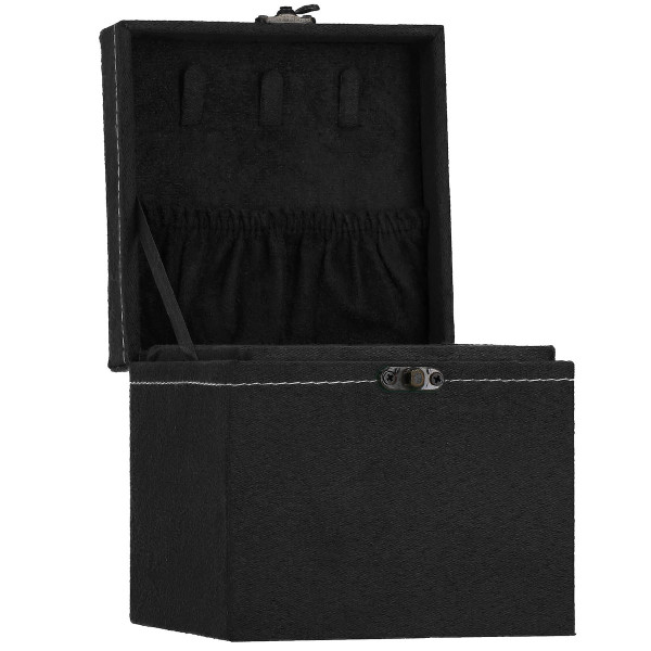 Szkatułka na biżuterię 12x12x12 cm czarny welurowy organizer 415086