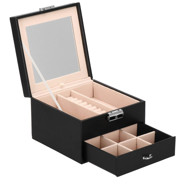 Szkatułka na biżuterię 16x16x11 cm organizer z przegródkami 380690