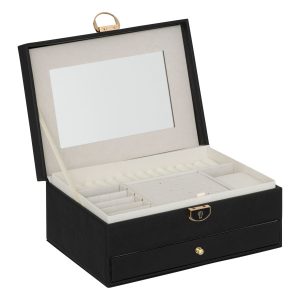 Szkatułka na biżuterię 24,5x17cm czarna z lusterkiem 827207 Szkatułka na biżuterię 24,5x17cm czarna z lusterkiem 827207