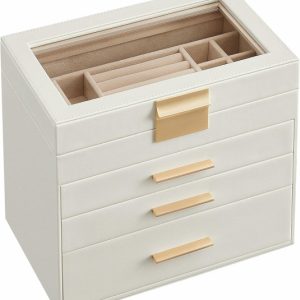 Szkatułka na biżuterię 4 poziomy GLAMOUR beżowa 21,5×25,1×15,3 cm 991116 Szkatułka na biżuterię 4 poziomy GLAMOUR beżowa 21,5×25,1×15,3 cm 991116