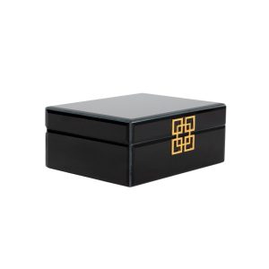 Szkatułka na biżuterię AERLA szklana czarna 19x15x8 cm HOMLA 934587 Szkatułka na biżuterię AERLA szklana czarna 19x15x8 cm HOMLA 934587