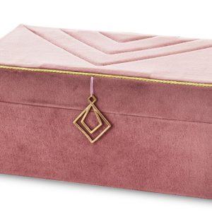 Szkatułka na biżuterię aksamitna różowa 160440 Szkatułka na biżuterię aksamitna różowa 160440