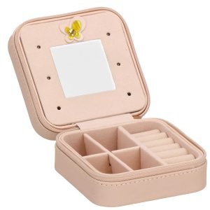 Szkatułka na biżuterię ekoskóra 10x10x5 cm różowy organizer 415088 Szkatułka na biżuterię ekoskóra 10x10x5 cm różowy organizer 415088
