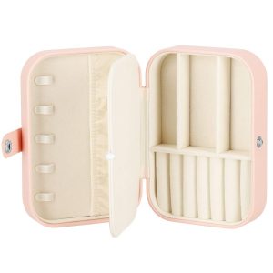 Szkatułka na biżuterię ekoskóra 16x11x5 cm różowy organizer 380692 Szkatułka na biżuterię ekoskóra 16x11x5 cm różowy organizer 380692
