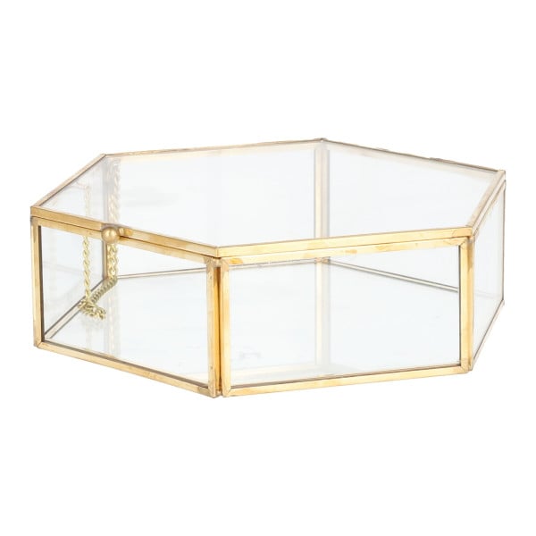 Szkatułka na biżuterię GRAZIA sześciokątna złota 17x16x5 cm HOMLA 934581