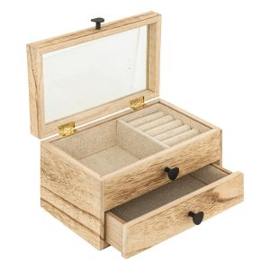 Szkatułka na biżuterię Inu drewniana beżowa 20x13x11 cm ozdobna 272380 Szkatułka na biżuterię Inu drewniana beżowa 20x13x11 cm ozdobna 272380