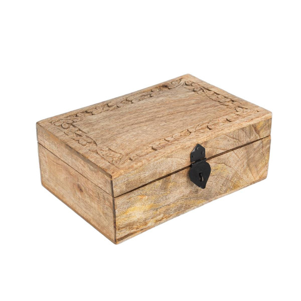 Szkatułka na biżuterię SOMBRE drewniana żłobiona 26x18x10 cm HOMLA 934586