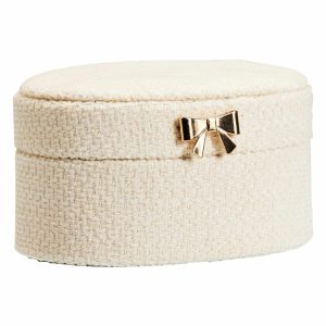 Szkatułka na biżuterię z lusterkiem biała owalna 10x12x6,5 cm 991114 Szkatułka na biżuterię z lusterkiem biała owalna 10x12x6,5 cm 991114