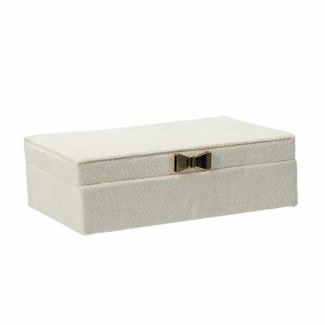 Szkatułka na biżuterię z lusterkiem biała prostokątna 15,5x25x7,5 cm 991109 Szkatułka na biżuterię z lusterkiem biała prostokątna 15,5x25x7,5 cm 991109