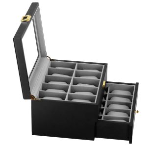 Szkatułka na zegarki 29×21,5×16 cm czarno-szary organizer 380694 Szkatułka na zegarki 29×21,5×16 cm czarno-szary organizer 380694