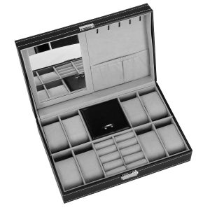 Szkatułka na zegarki 33x20x9cm organizer z przegródkami 380740 Szkatułka na zegarki 33x20x9cm organizer z przegródkami 380740