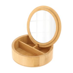 Szkatułka z lusterkiem Eco Box bambusowa beżowa kompaktowa 827206 Szkatułka z lusterkiem Eco Box bambusowa beżowa kompaktowa 827206