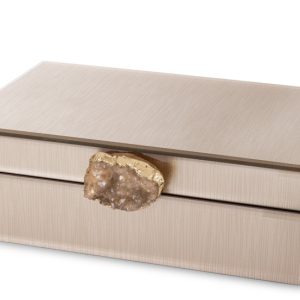 Szkatułka z MDFu z agatem 8x24x18,5 cm szampańska 550894 Szkatułka z MDFu z agatem 8x24x18,5 cm szampańska 550894