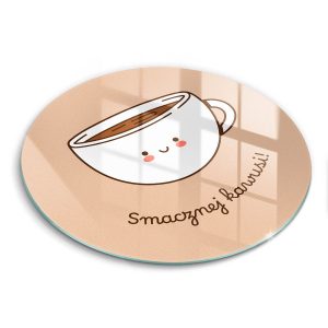 Szklana deska kuchenna z tekstem „Smacznej Kawusi”30 468707 Szklana deska kuchenna z tekstem „Smacznej Kawusi”30 468707
