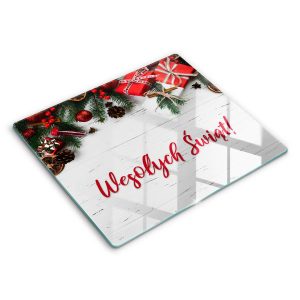 Szklana deska kuchenna z tekstem „Wesołych Świąt!” 60×52 468617 Szklana deska kuchenna z tekstem „Wesołych Świąt!” 60×52 468617