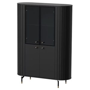 Szklana witryna wysoka do salonu SENTO – czarny 704682 Szklana witryna wysoka do salonu SENTO – czarny 704682