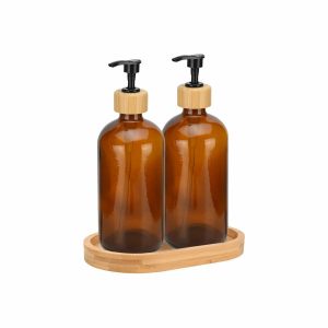 Szklane dozowniki na płyn do naczyń i mydło do rąk 500 ml na podstawce 855595 Szklane dozowniki na płyn do naczyń i mydło do rąk 500 ml na podstawce 855595