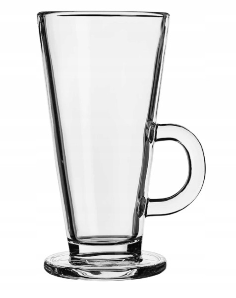 Szklanka na kawę latte z uchem przezroczysta 260 ml 466003