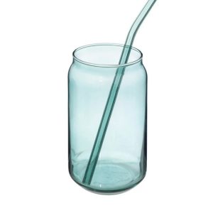 Szklanka szklana do napojów z rurką niebieska 300525 Szklanka szklana do napojów z rurką niebieska 300525