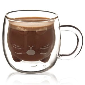 Szklanka termiczna z podwójną ścianką do kawy kotek DOUBLE 270 ml 795879 Szklanka termiczna z podwójną ścianką do kawy kotek DOUBLE 270 ml 795879