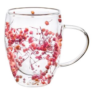 Szklanka z podwójnym dnem termiczna 300 ml z kwiatami filiżanka na kawę 944295 Szklanka z podwójnym dnem termiczna 300 ml z kwiatami filiżanka na kawę 944295
