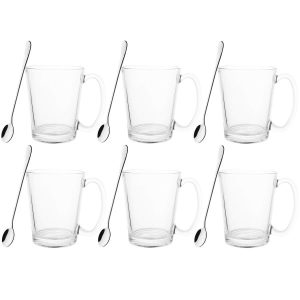 Szklanki do kawy 300 ml z długimi łyżeczkami komplet 6 szt. 357111 Szklanki do kawy 300 ml z długimi łyżeczkami komplet 6 szt. 357111
