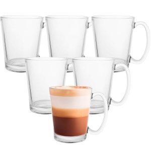 Szklanki do latte 6 szt. 300 ml z uchwytem komplet do kawy 357108 Szklanki do latte 6 szt. 300 ml z uchwytem komplet do kawy 357108