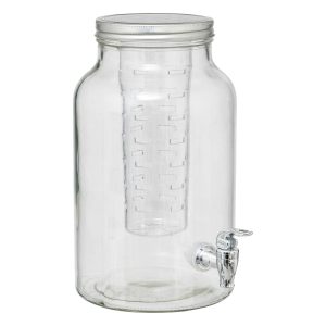 Szklany dozownik do napojów z kranikiem i wkładem na owoce FUZY, 6 l 669543 Szklany dozownik do napojów z kranikiem i wkładem na owoce FUZY, 6 l 669543