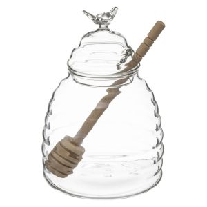Szklany Słoik na Miód z Dębową Łyżką, 400 ml 766813 Szklany Słoik na Miód z Dębową Łyżką, 400 ml 766813