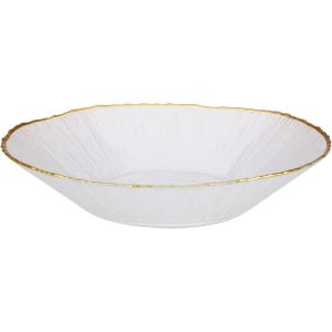 Szklany talerz głeboki ze złotą obwódką DATURA, 20 cm 384760 Szklany talerz głeboki ze złotą obwódką DATURA, 20 cm 384760