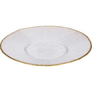 Szklany talerz płaski ze złotą obwódką DATURA, 28 cm 384490 Szklany talerz płaski ze złotą obwódką DATURA, 28 cm 384490
