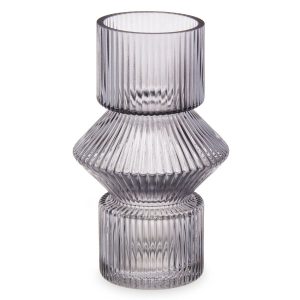 Szklany wazon ryflowane szkło, 9,5 x 16,5 cm 248335 Szklany wazon ryflowane szkło, 9,5 x 16,5 cm 248335