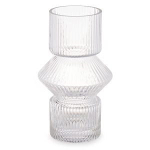 Szklany wazon ryflowane szkło, 9,5 x 16,5 cm 248315 Szklany wazon ryflowane szkło, 9,5 x 16,5 cm 248315