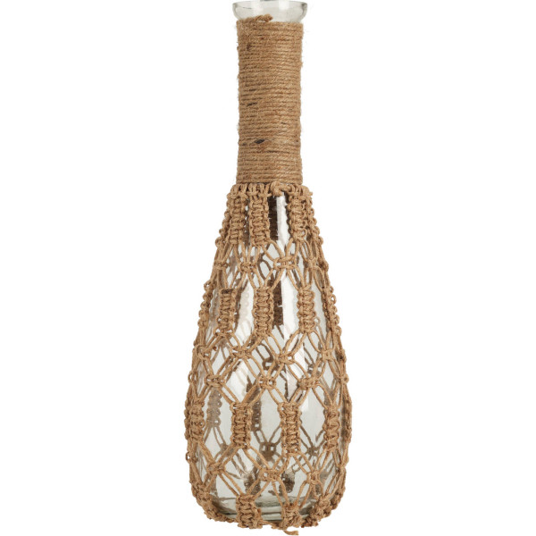 Szklany wazon z plecionym sznurkiem, 30 cm 219105