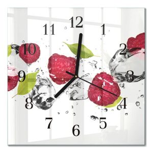 Szklany zegar 30×30 Maliny dekoracyjny na ścianę 1041675 Szklany zegar 30×30 Maliny dekoracyjny na ścianę 1041675