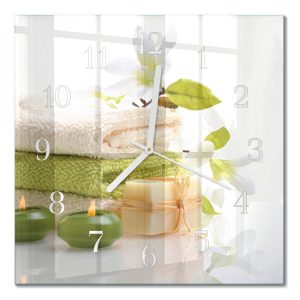 Szklany zegar 30×30 Mydło Spa zegar ścienny 1032970 Szklany zegar 30×30 Mydło Spa zegar ścienny 1032970