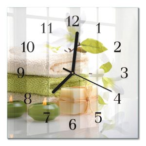 Szklany zegar 30×30 Mydło Spa zegar ścienny 1032779 Szklany zegar 30×30 Mydło Spa zegar ścienny 1032779