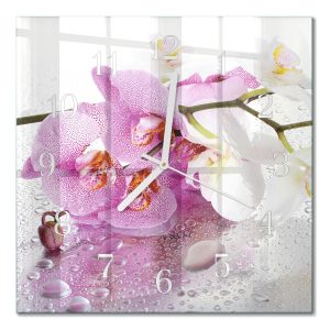 Szklany zegar 30×30 Orchidea zegar ścienny 1041624 Szklany zegar 30×30 Orchidea zegar ścienny 1041624
