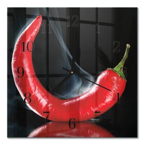 Szklany zegar 30×30 Papryczka Chili dekoracyjny do salonu 1041853 Szklany zegar 30×30 Papryczka Chili dekoracyjny do salonu 1041853