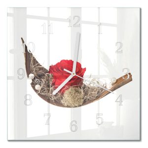 Szklany zegar 30×30 Róża dekoracyjny na ścianę 1038554 Szklany zegar 30×30 Róża dekoracyjny na ścianę 1038554