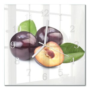 Szklany zegar 30×30 Śliwki dekoracyjny na ścianę 1040162 Szklany zegar 30×30 Śliwki dekoracyjny na ścianę 1040162