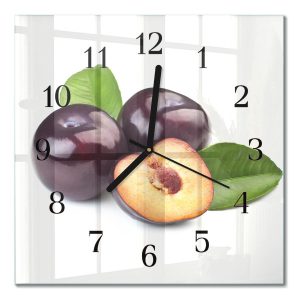 Szklany zegar 30×30 Śliwki dekoracyjny na ścianę 1040038 Szklany zegar 30×30 Śliwki dekoracyjny na ścianę 1040038