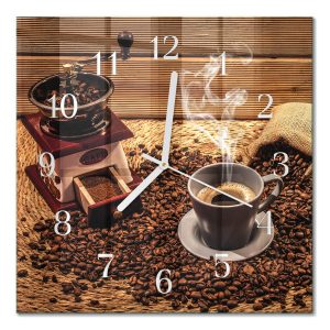 Szklany zegar 30×30 Ziarna Kawy cichy mechanizm salon 1032803 Szklany zegar 30×30 Ziarna Kawy cichy mechanizm salon 1032803
