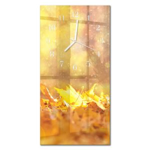 Szklany zegar 30×60 Liście dekoracyjny do salonu 1035695 Szklany zegar 30×60 Liście dekoracyjny do salonu 1035695