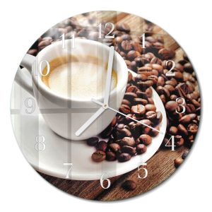 Szklany zegar fi30 Filiżanka Kawy zegar ścienny 1034398