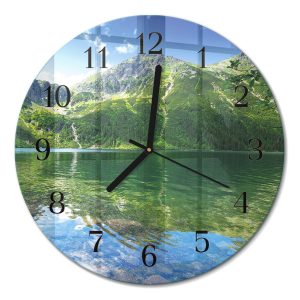 Szklany zegar fi30 Jezioro Górskie dekoracyjny na ścianę 1045142 Szklany zegar fi30 Jezioro Górskie dekoracyjny na ścianę 1045142