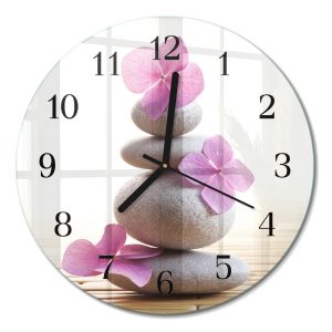 Szklany zegar fi30 Kamienne Spa dekoracyjny na ścianę 1043910 Szklany zegar fi30 Kamienne Spa dekoracyjny na ścianę 1043910