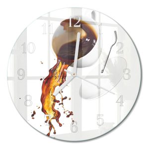 Szklany zegar fi30 Kawa dekoracyjny na ścianę 1043435 Szklany zegar fi30 Kawa dekoracyjny na ścianę 1043435